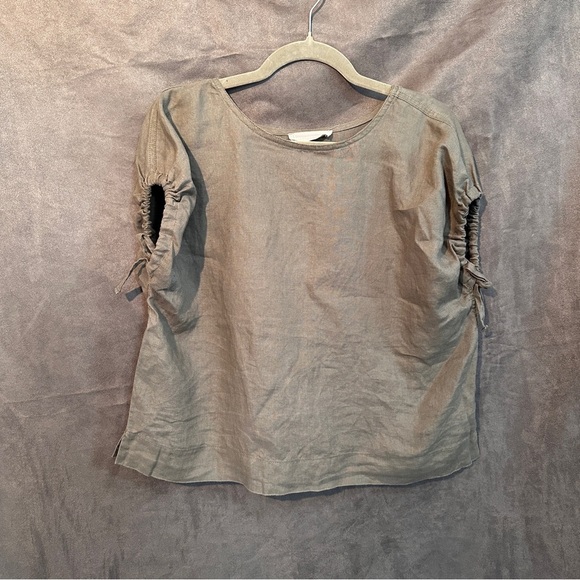 Everlane Linen Side Tie Top Olive Green Minimalist Capsule Wardrobe S - Picture 8 of 13